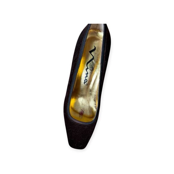Nina Shoes - Vintage Y2k 90s  Nina Pump Velvet Square Toe‎ 7.5 Chocolate Brown Fall Wedding